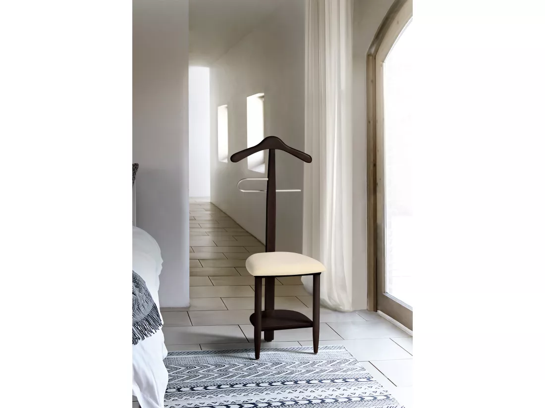 Valet de nuit - H105cm x L45cm x P41cm - hêtre massif wenge - Sedie