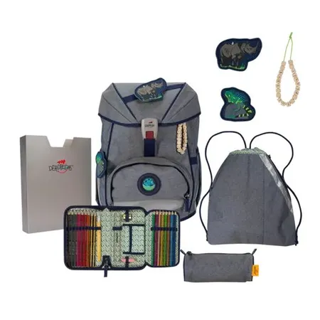 DerDieDas Schulrucksack-Set ErgoFlex Exklusiv ECO Blue Planet, 5-teiig