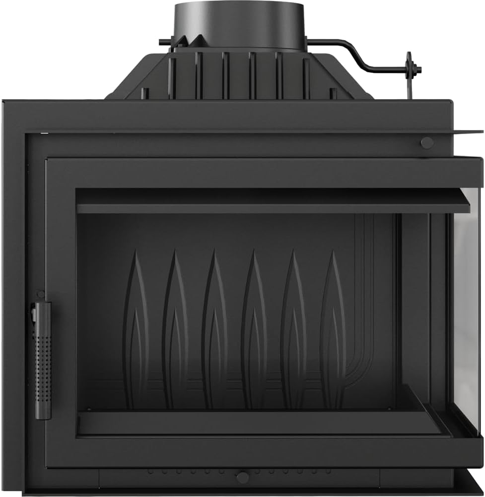 KRATKI Kamineinsatz Gusseisen Simple rechts 8 kW Ø 150 mit Kaminscheibenreiniger