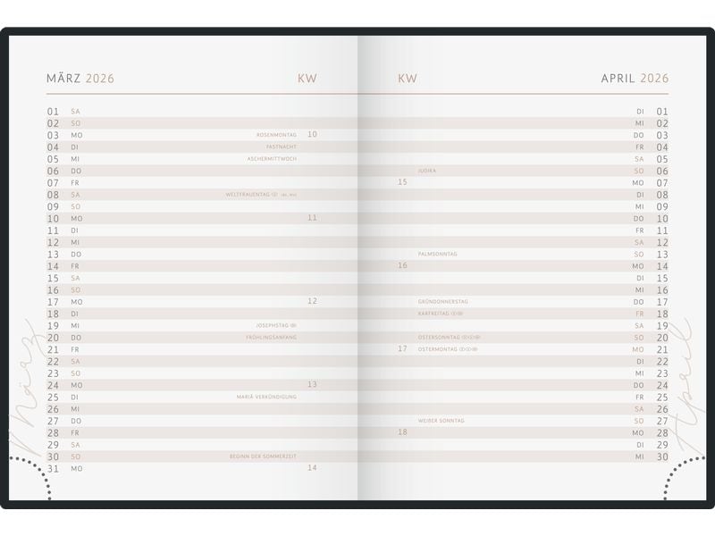 rido idé Wochenagenda Design Line Blume, 2026, Türkis Wochenplaner mit zwei Seiten je Woche