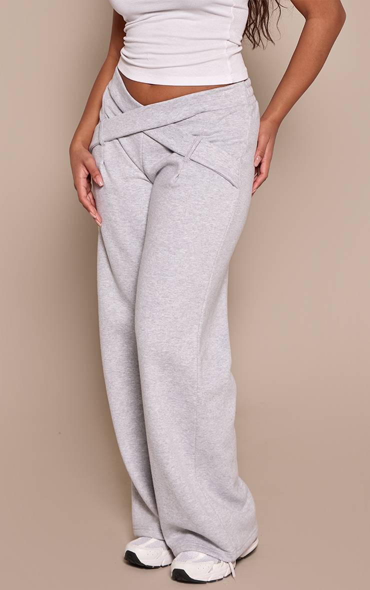 Gris Joggers Taille Haute Croisée En Jersey Coupe Large Shape