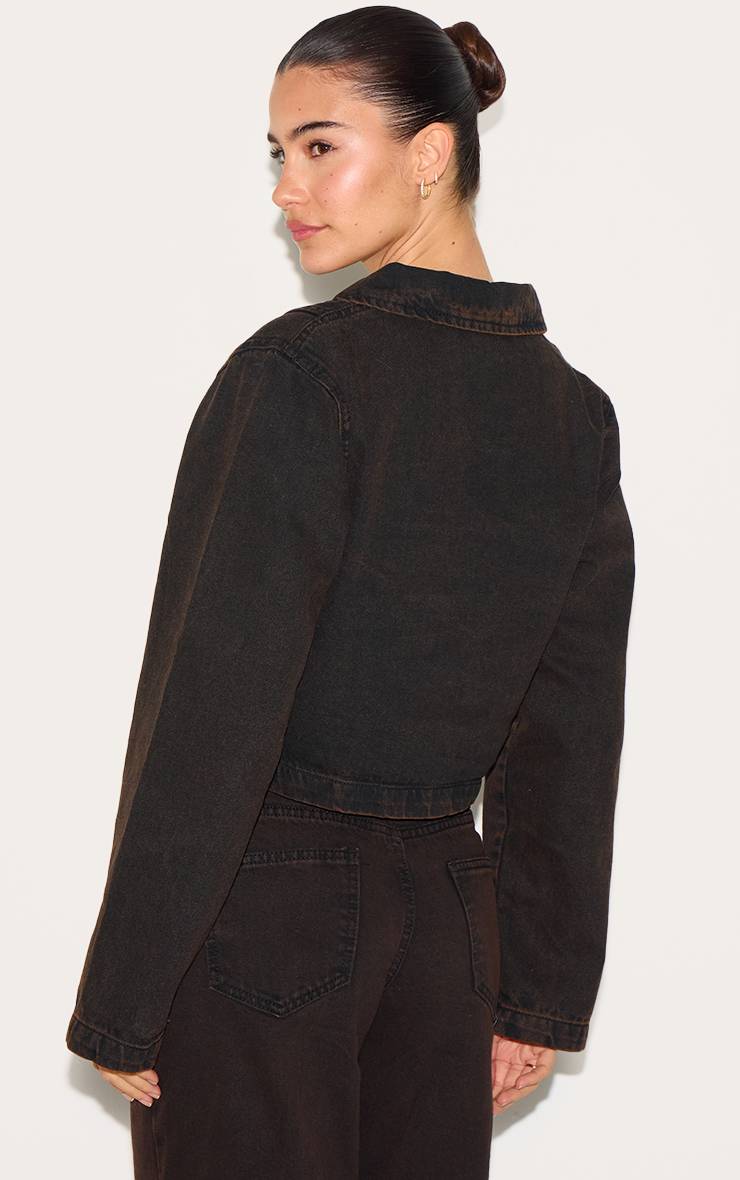 Dark Chocolate Chemise Rugby En Denim À Manches Longues