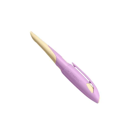 Ergonomischer Schulfüller für Linkshänder mit Anfänger-Feder A - STABILO EASYbirdy Pastel Edition in soft pink/apricot - Einzelstift - inklusive Patrone und Einstellwerkzeug - Schreibfarbe blau (löschbar)
