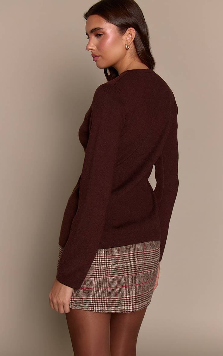 Marron Mini-jupe Coordonnée En Laine Effet Tartan