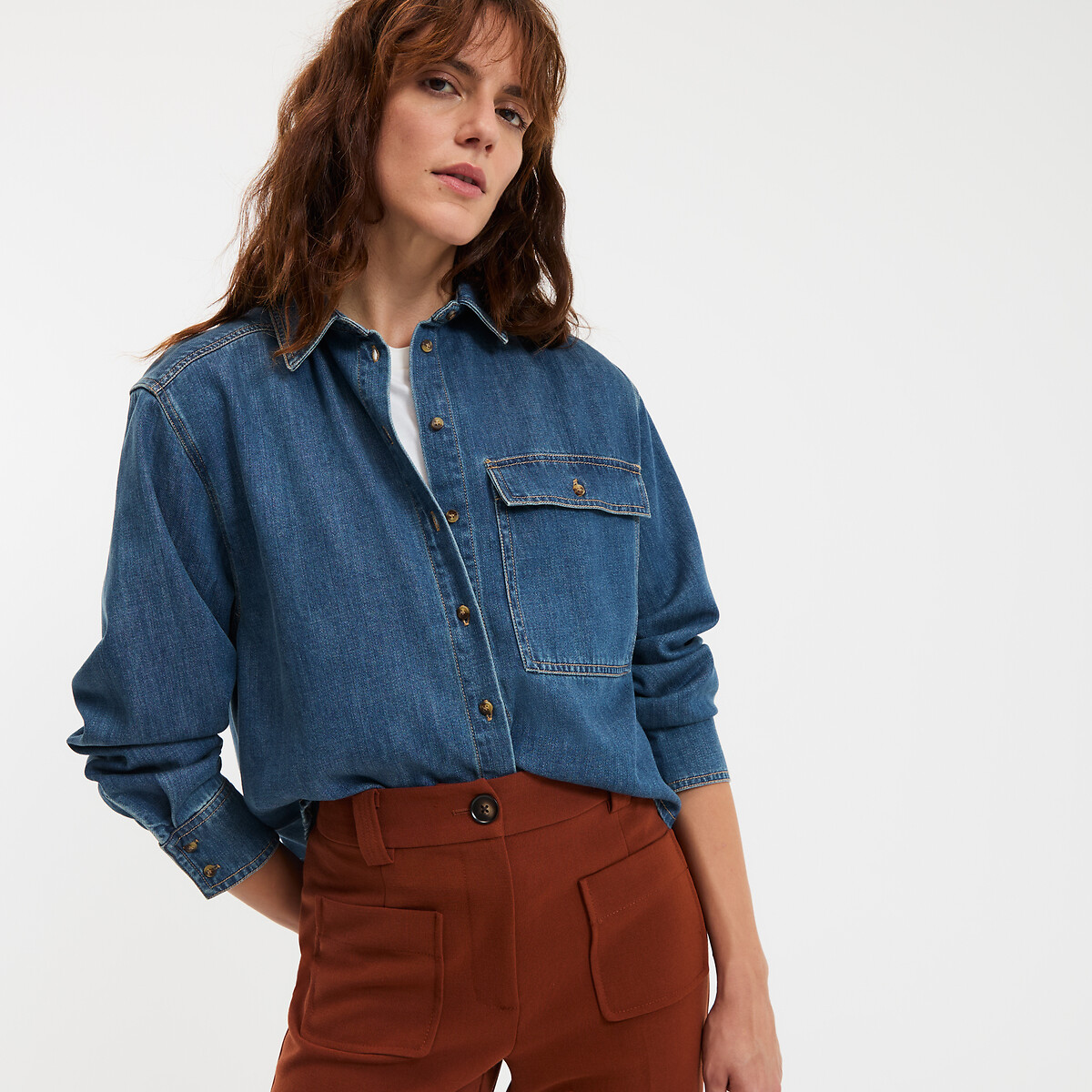 COLEÇÃO LA REDOUTE<br>Shorts jeans com barra oversized