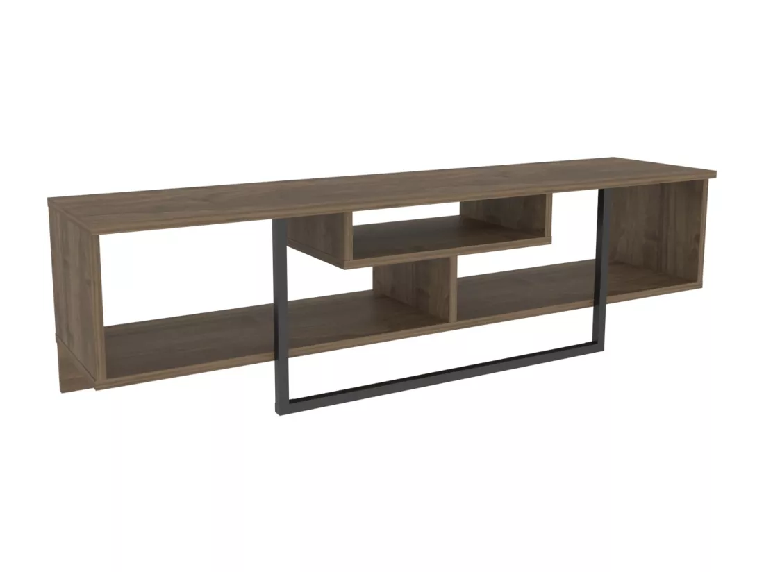 Meuble TV de 150 cm Asal, Cadre en métal, reversible (Noyer et noir)
