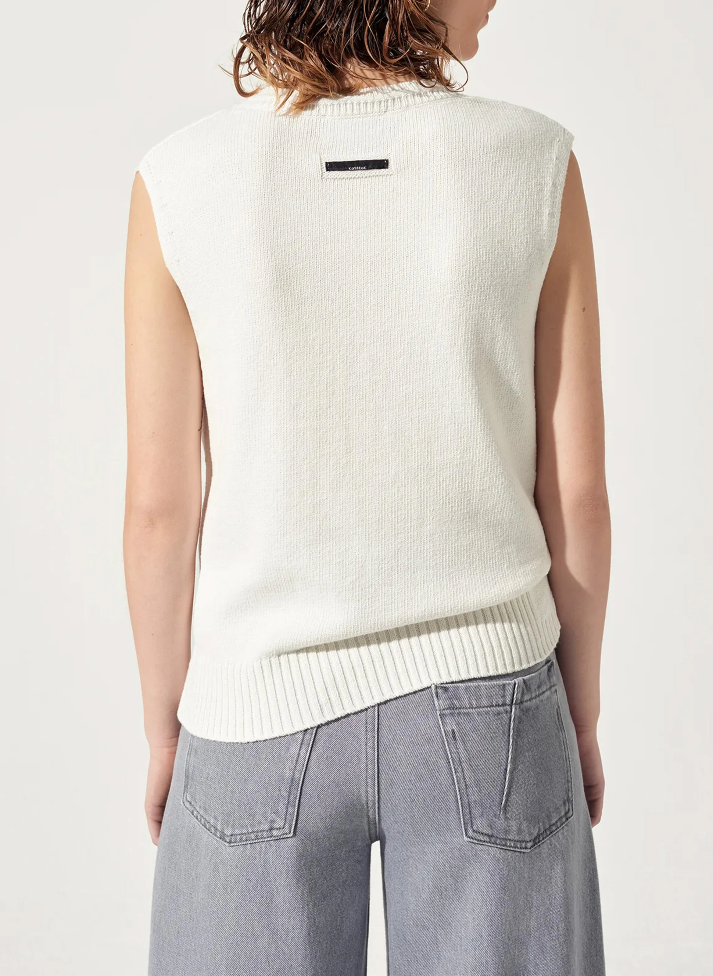 Pull débardeur droit en coton | Vert