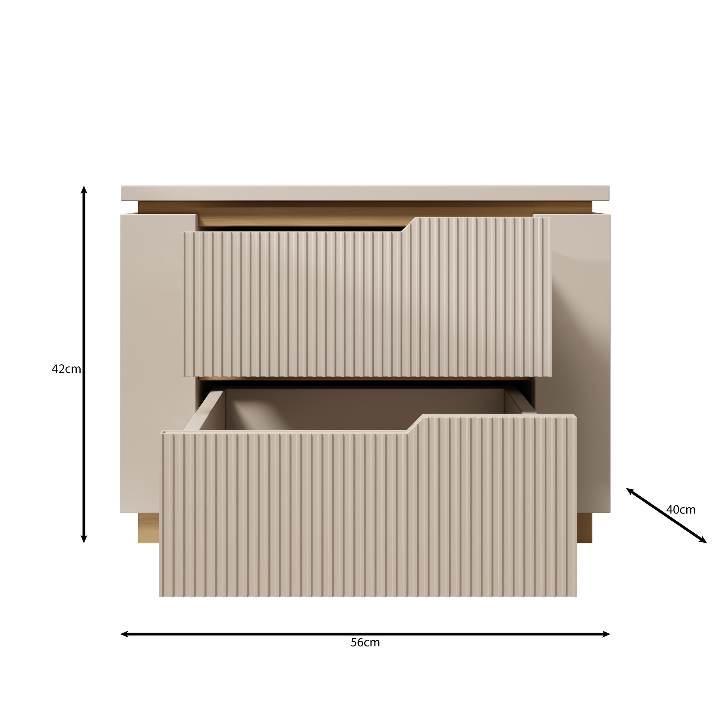 Harper - Nachtkastje - Beige - 56x40x42 cm