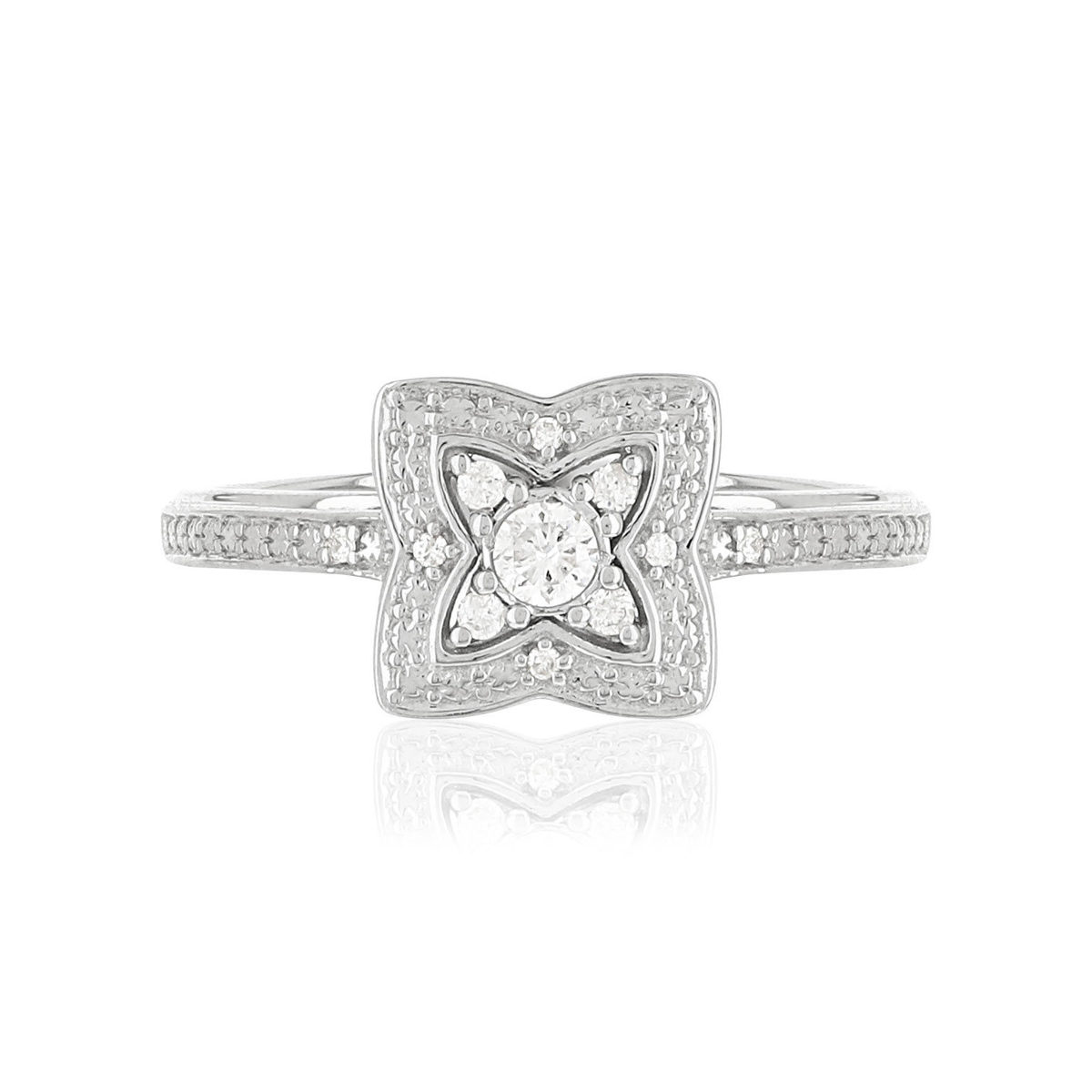 Bague or 375 blanc diamants