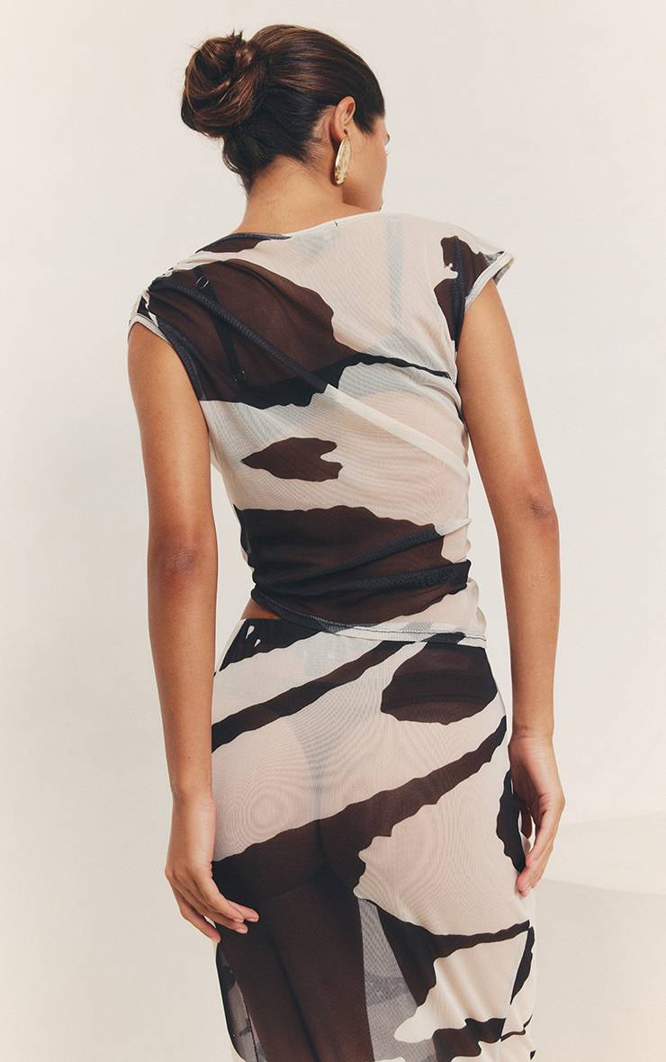 Monochrome Jupe Maxi Taille Basse En Mesh Imprimé Coordonné