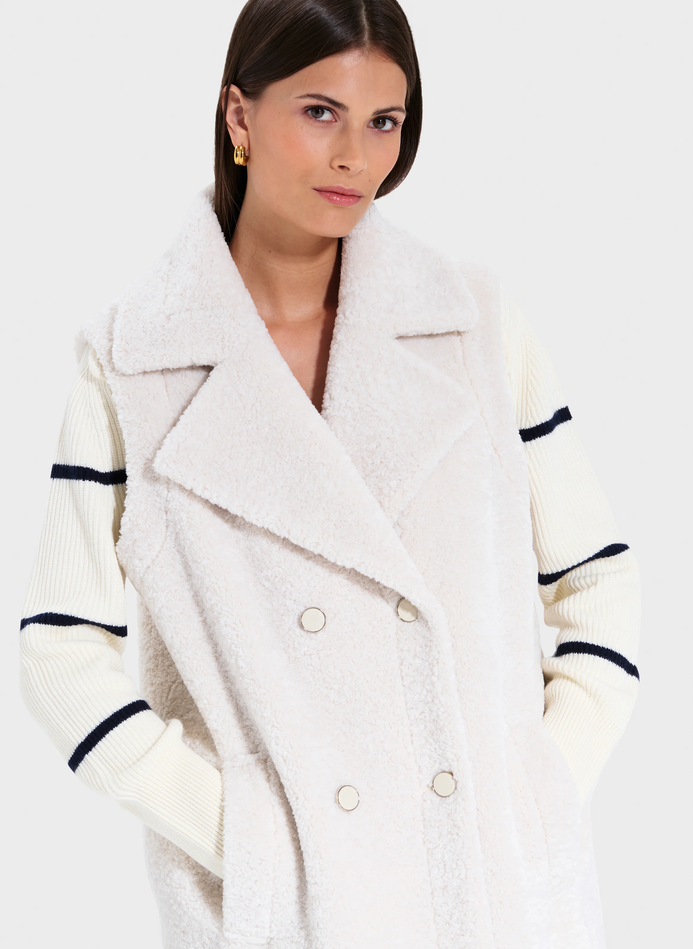 MACARIA - Manteau col tailleur| Blanc