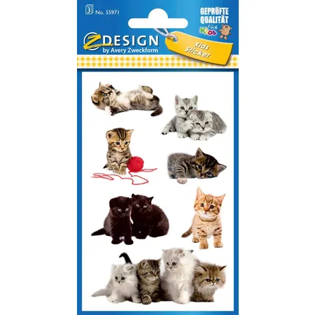 Avery Zweckform Z-Design Kinder Sticker, Katzen-Babies, 3 Bogen/21 Sticker