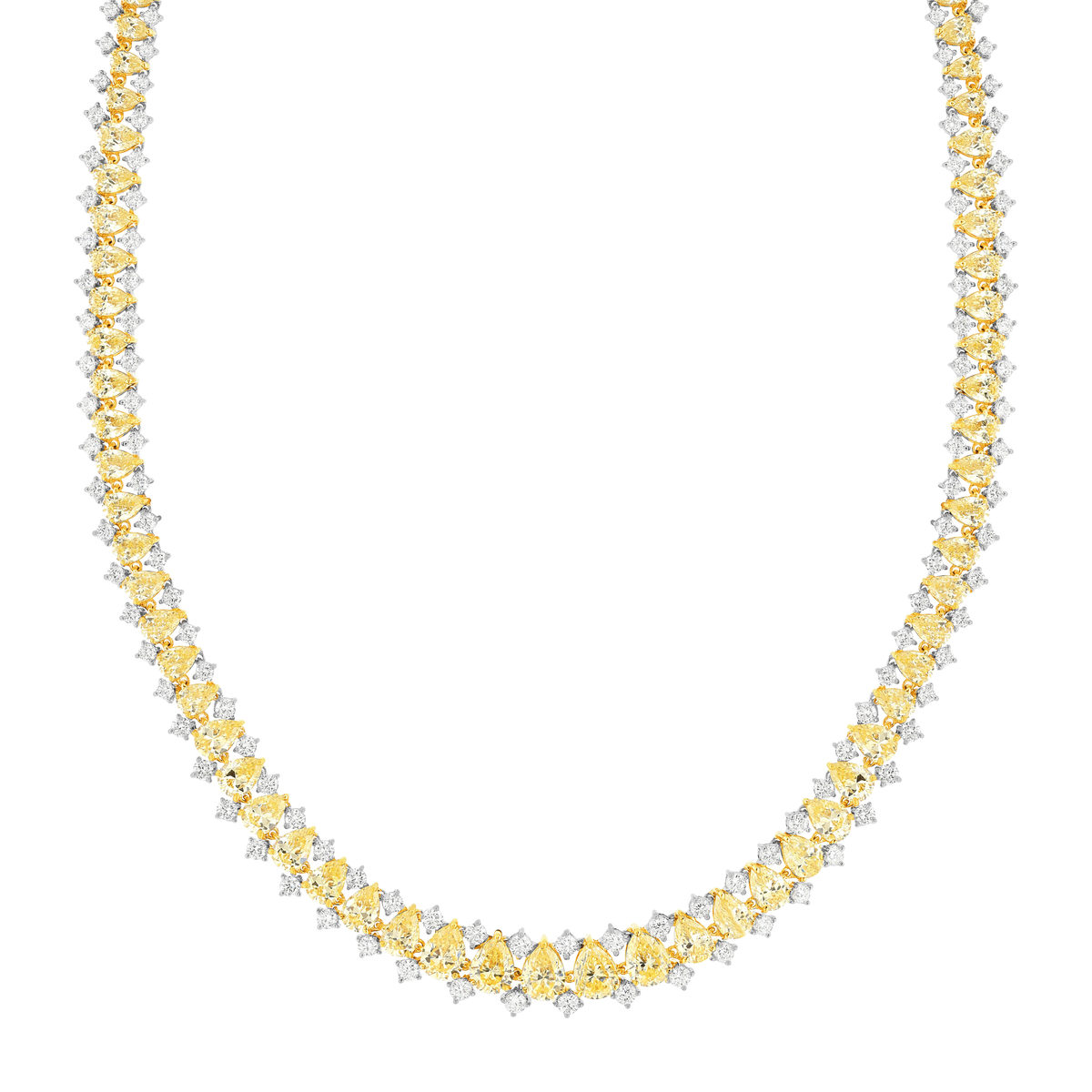Collier argent 925 zirconias jaune et blanc 43 cm