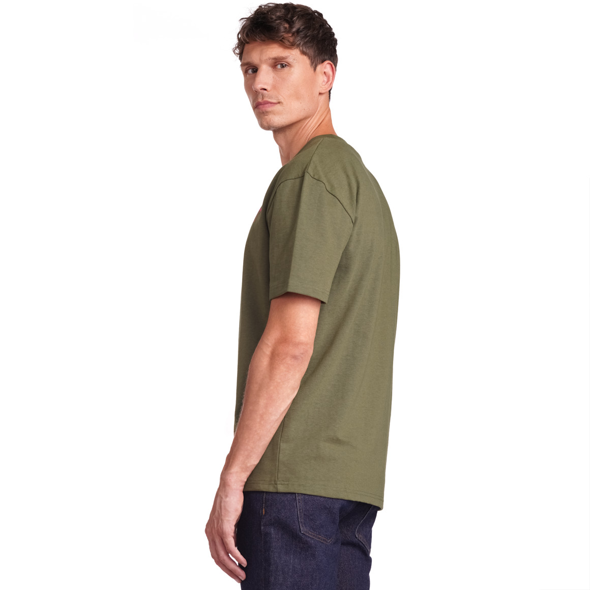 Jonas Nielsen Herren T-Shirt mit kleinem Print oliv