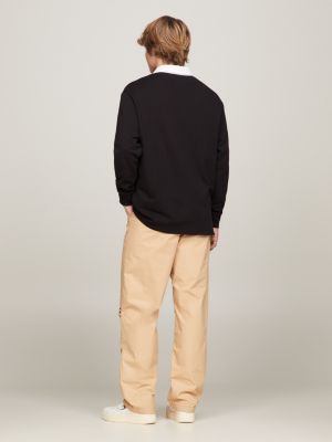 Camisa de rugby oversized com emblema Terry