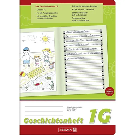 BRUNNEN Geschichtenheft, A4, Liniatur 1G, 16 Blatt