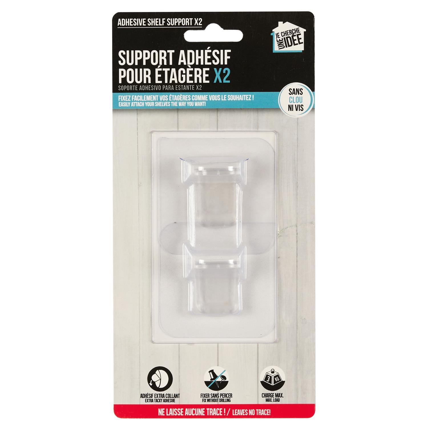 CROCHET ETAGERE AUTO ADHESIF 3KG X2 PIECES