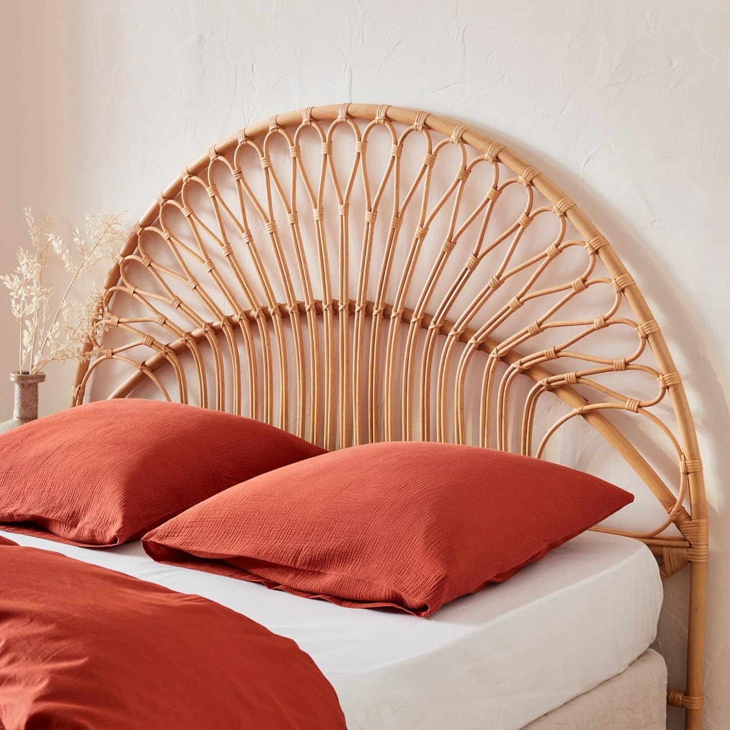 Kopfteil aus Rattan Natur passend für Betten mit einer Breite von 160 cm, B 160 x T 3 x H 130 cm