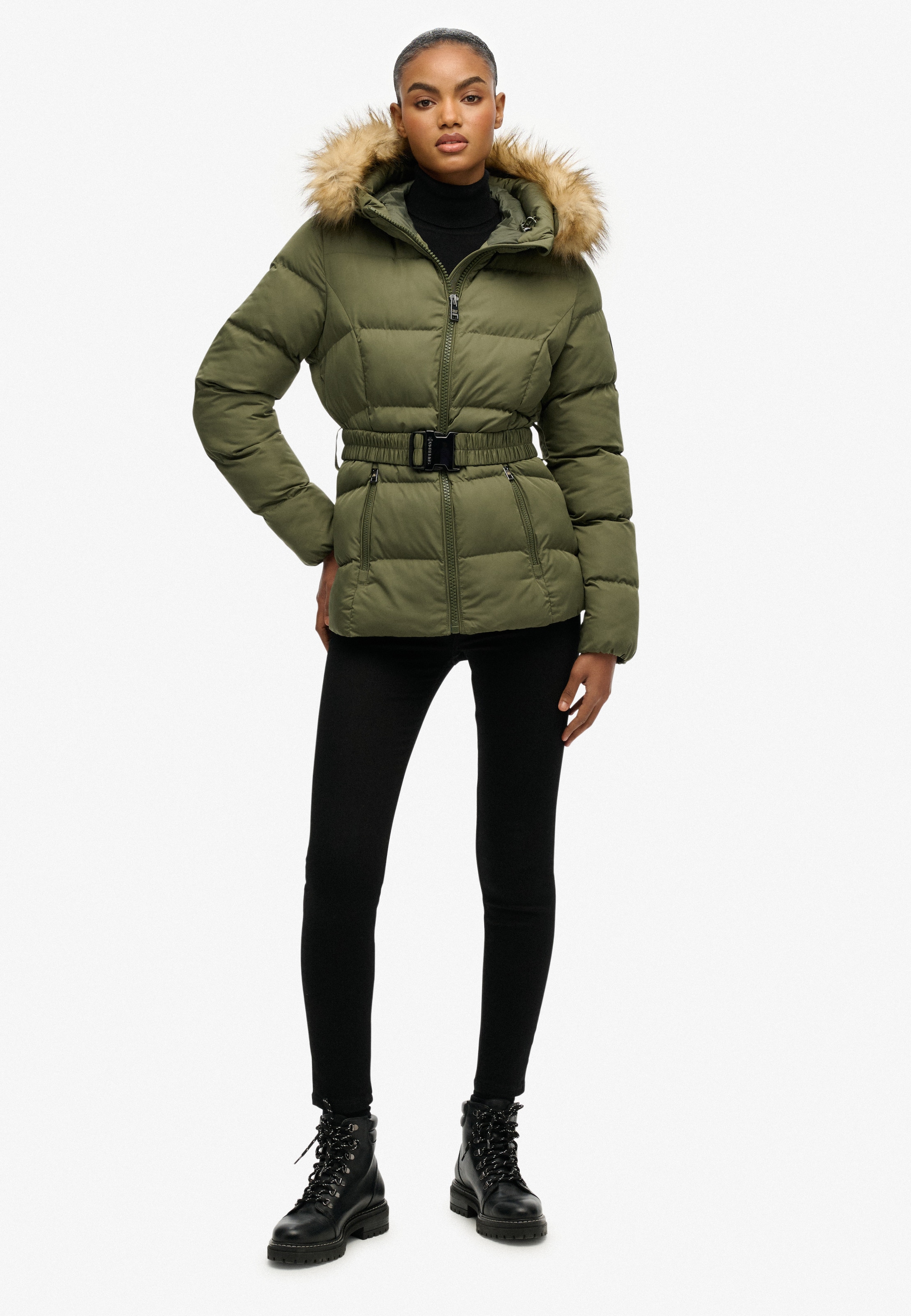 Superdry Steppjacke »FUJI BELTED PUFFER« mit Kapuze