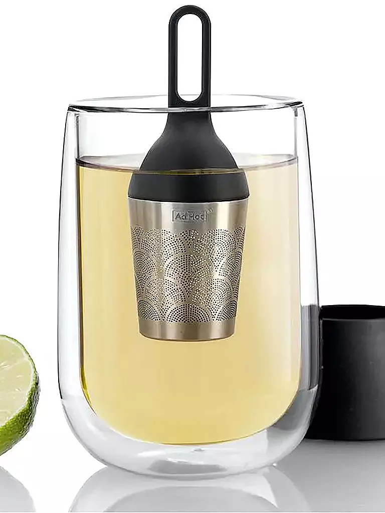 AD HOC Schwimmender Teefilter Floatea Fusion Edelstahl Schwarz 12,4cm silber