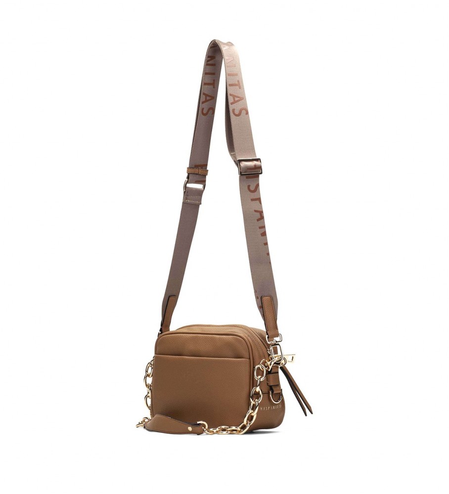 Bolsa de ombro Hispanitas marrom com logo