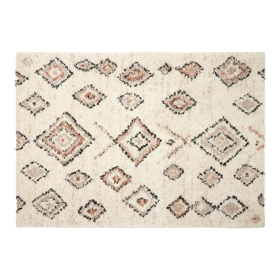 Berber Vloerkleed Hoogpolig Wit- Ikat - Interieur05 - 160 x 230 cm