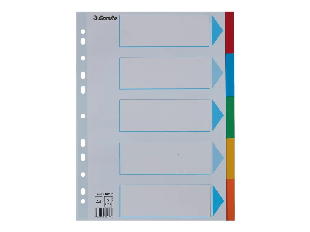 Esselte - Deler - 5 dele - for A4 - med faneblade - mange farver