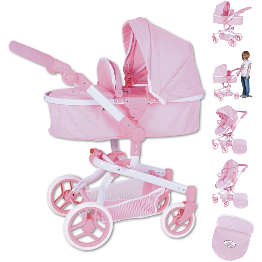 knorr toys® Puppenwagen Boonk - Princess white rose rosa