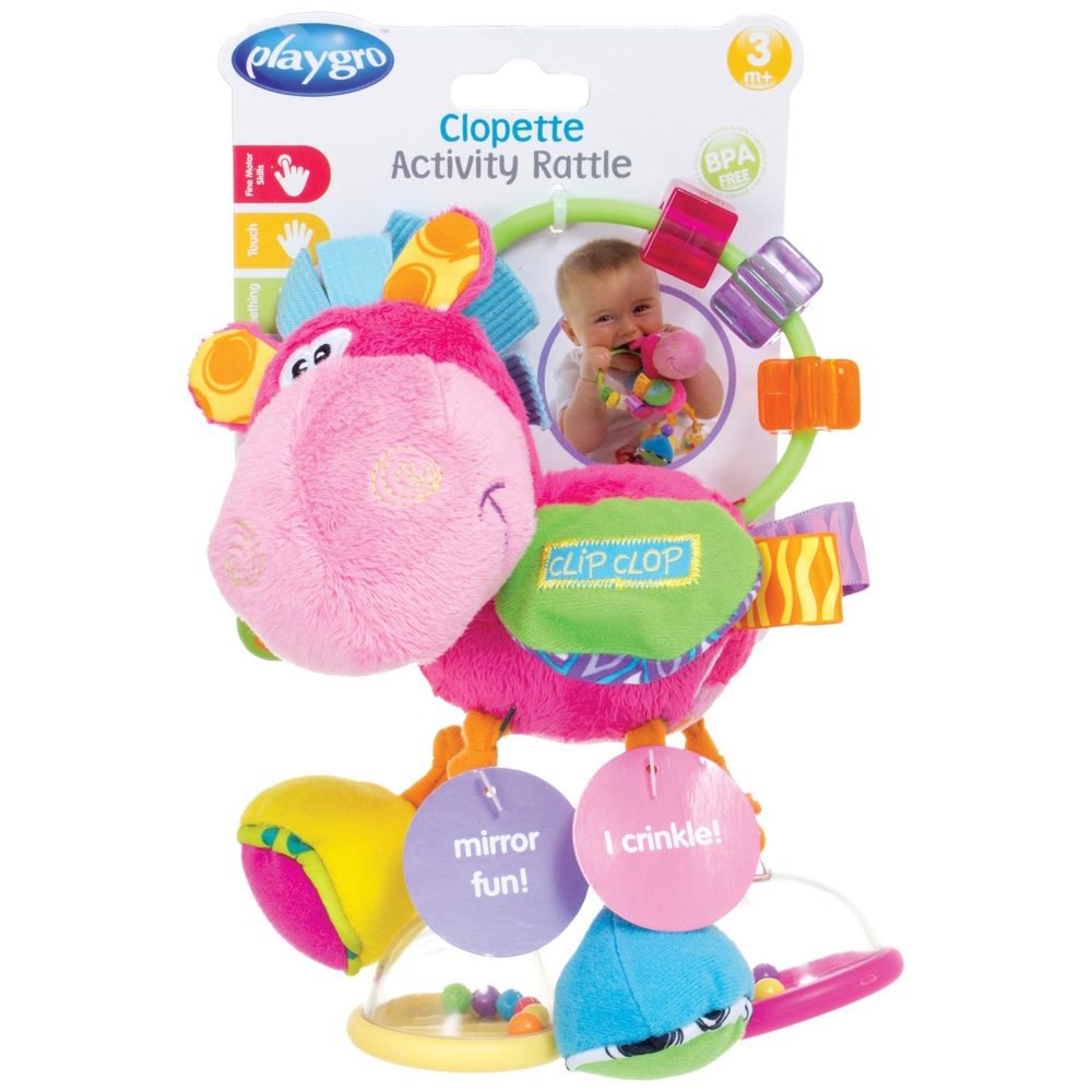 Playgro Clip Clop Aktivitäts-Babyrassel Rosa