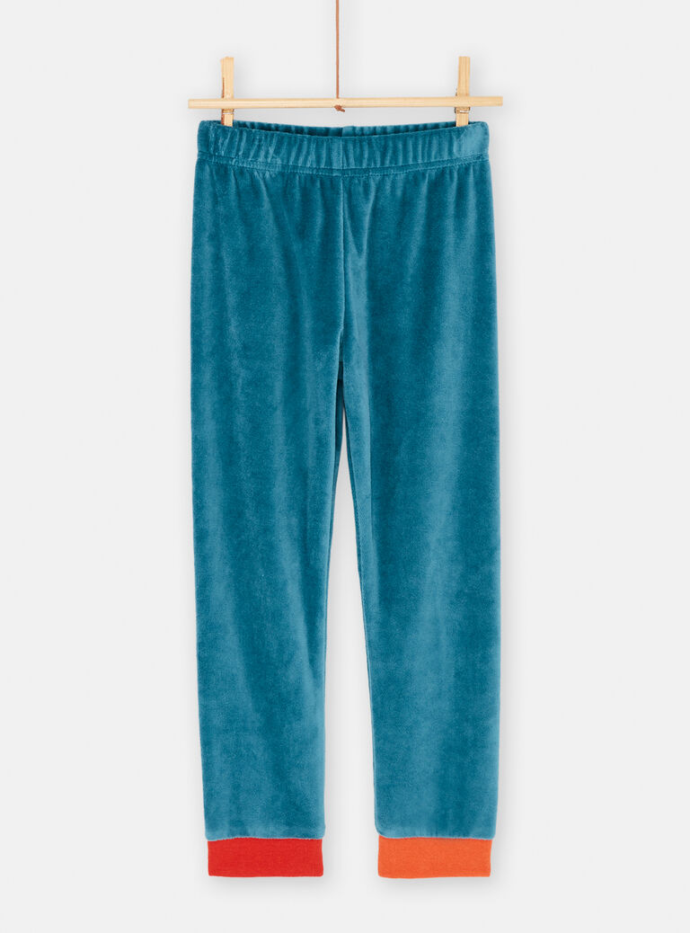 Pyjama en velours bleu à motif chien garçon