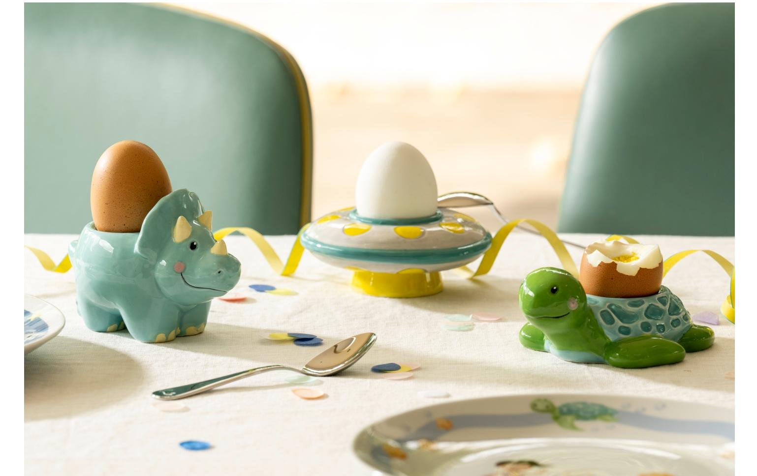 Kindereierbecher Avventura UFO, Gelb/Türkis/WeissEierbecher für Kinder