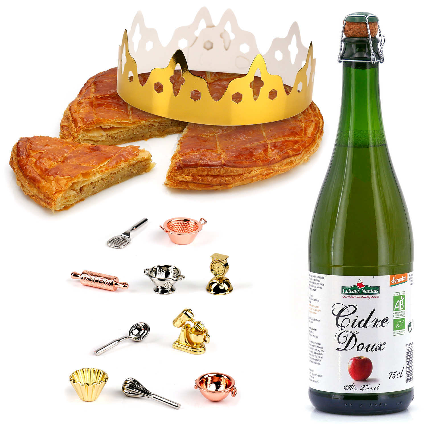 Galette des Rois frangipane et sa bouteille de cidre