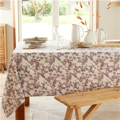 Nappe lin et coton motif fleurs - BECQUET CRÉATION