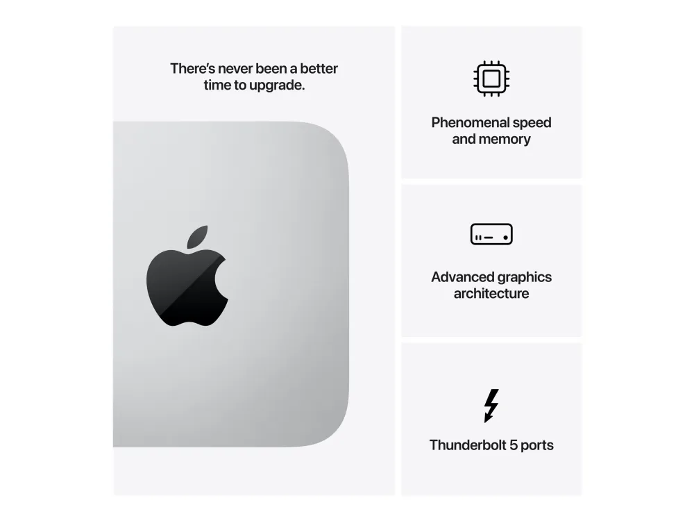 Apple Mac Studio - USFF M3 Ultra - RAM 96 GB - SSD 1 TB - M3 Ultra 60-core - Gigabit Ethernet, 10 Gigabit Ethernet, 5 Gigabit Ethernet, 2.5 Gigabit Ethernet, IEEE 802.11ax (Wi-Fi 6E), Bluetooth 5.3 - macOS Sequoia 15.0 - skærm: ingen - sølv