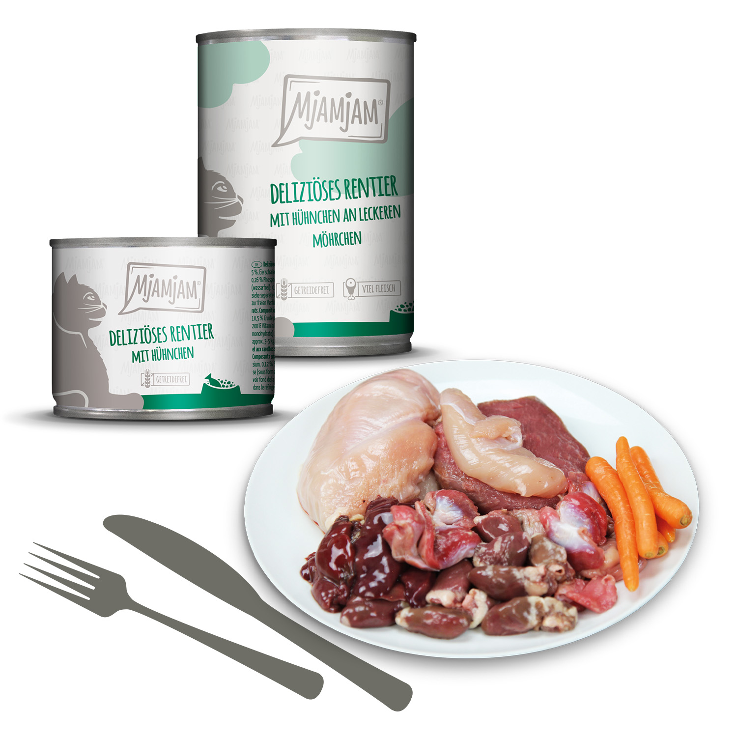 deliziöses Rentier mit Hühnchen an leckeren Möhrchen