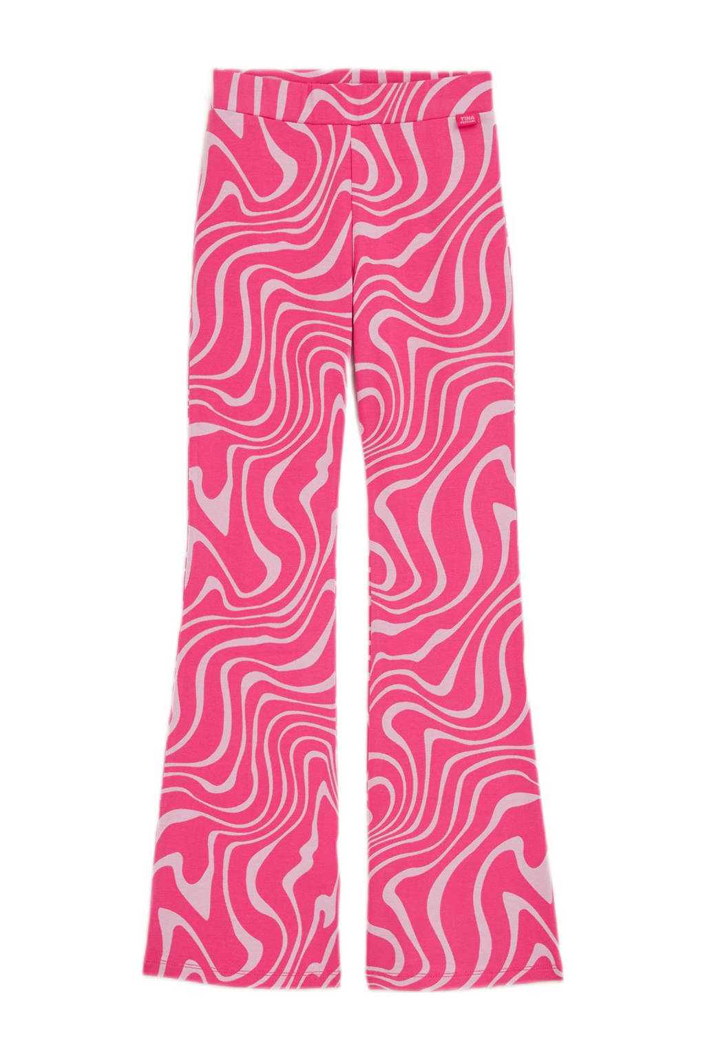 WE Fashion broek met all over print roze/lichtroze