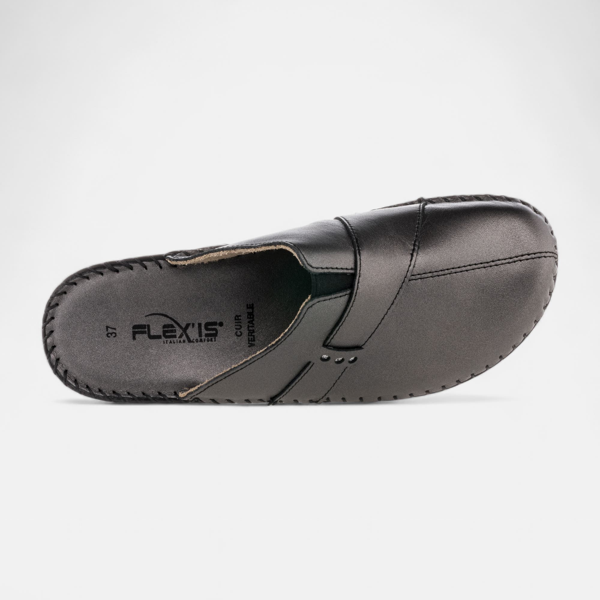 Pantoufles mules Femme en cuir gris