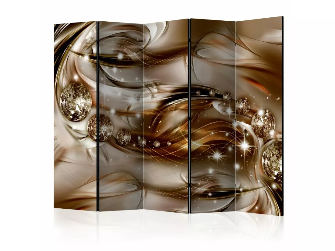 Paravent Chocolat Marée II Style Contemporain 5 Panneaux