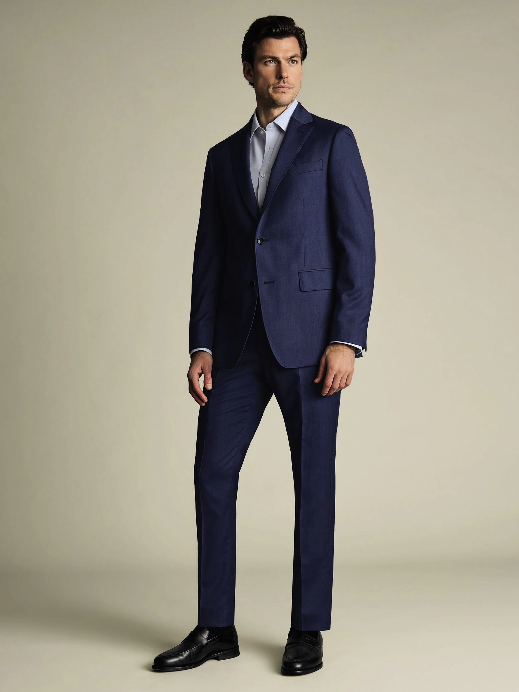 Blauw - Charles Tyrwhitt Slim Fit Sharkskin Trousers