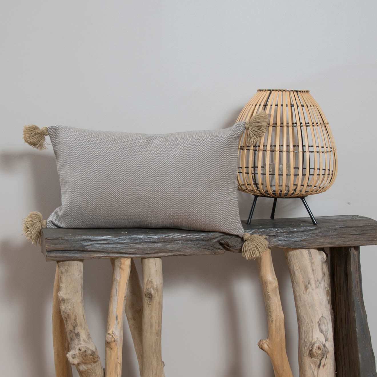 Febronie Housse de coussin chevron Stockholm taupe - 50x30 cm