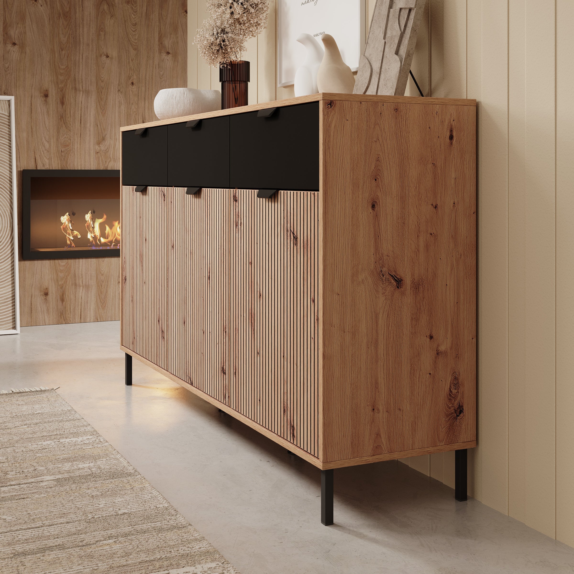 Meubella - Dressoir Malaika - Eiken - 157 cm