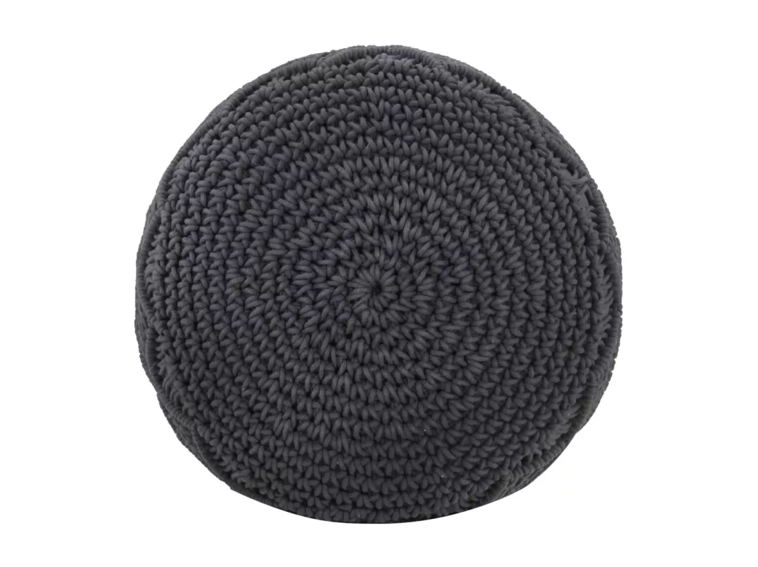 Pouf fait à la main en macramé Anthracite 45x30 cm Coton