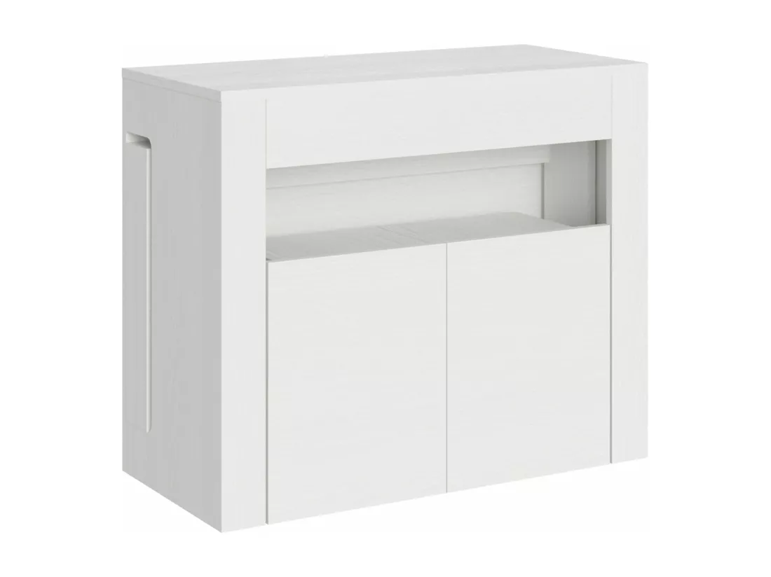 Console extensible 90x42/302 cm Evolve Frêne Blanc rallonges internes avec banc inférieur