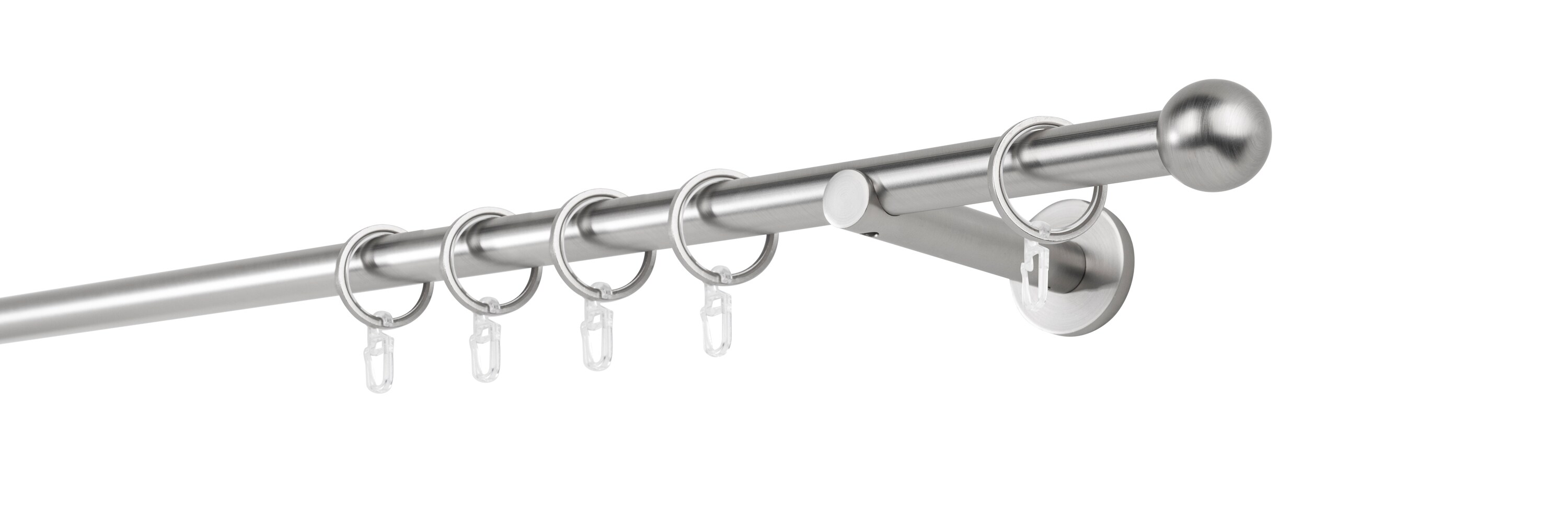 20mm,1-läufig,Rohr,Wandträger 12cm,Endstück ball Farbe: Edelstahl-Optik, Größe: 100cm