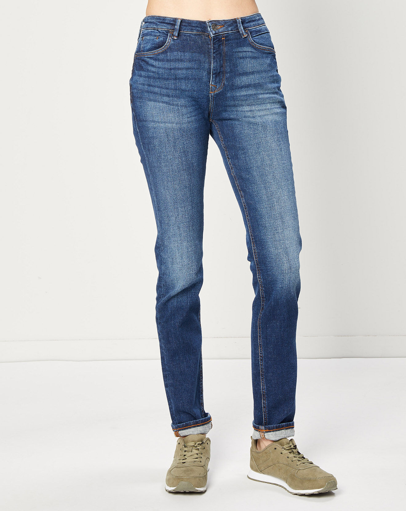 Esprit Jean Slim en Toile de coton bleu brut