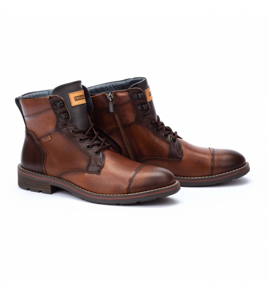 Botas de tornozelo Pikolinos York em couro marrom