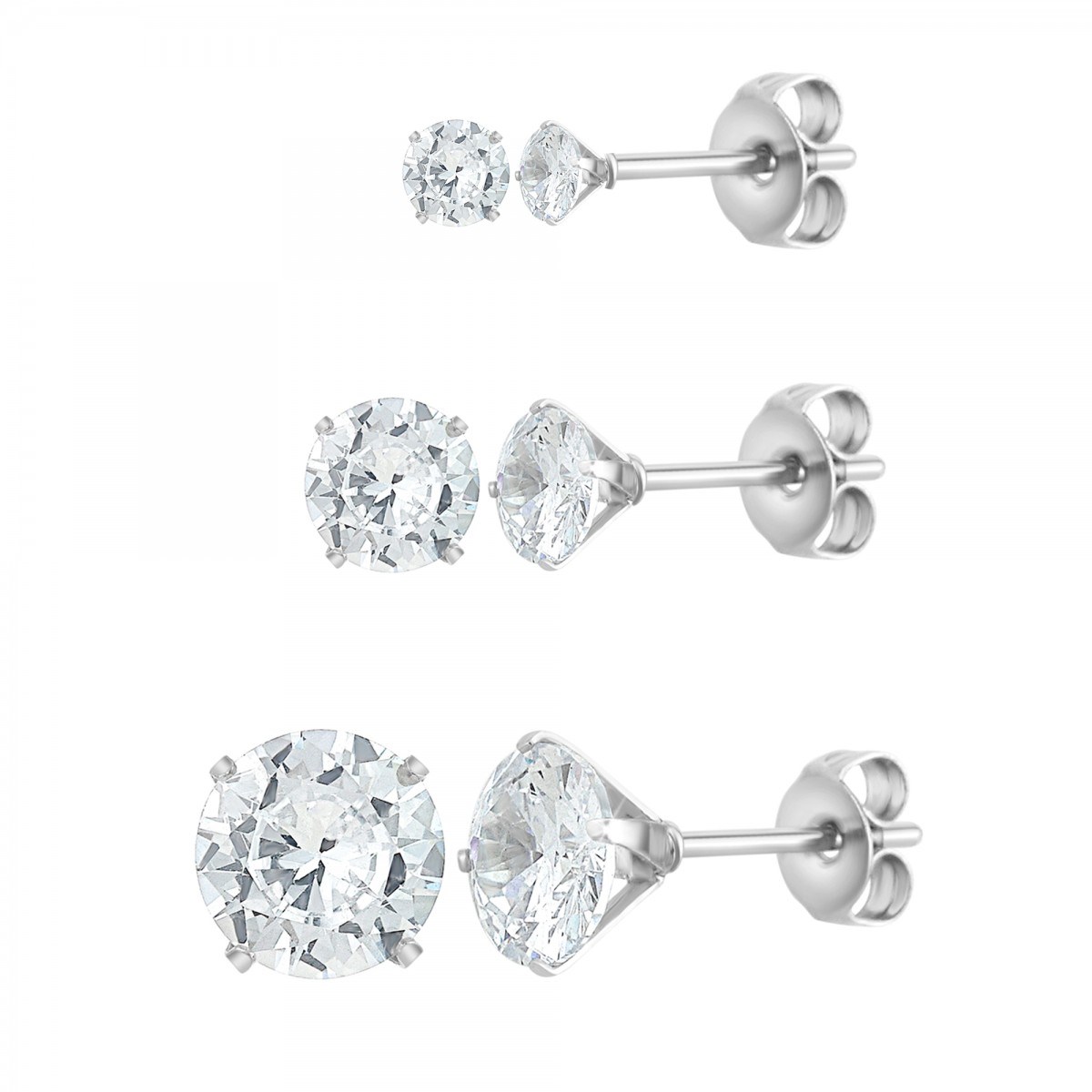 Lot de 3 paires de boucles d'oreilles SC Crystal ornées de Zirconium