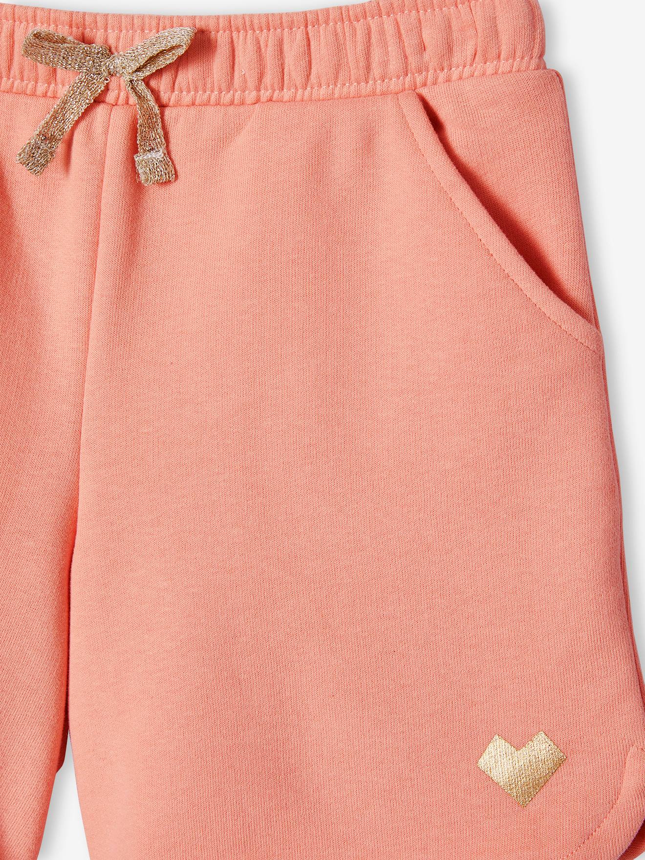 Shorts esportivos de lã cor pêssego para meninas