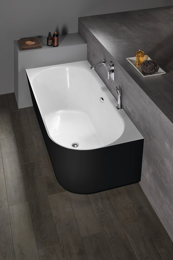 Polysan Sussi half vrijstaand bad links 159.5x70cm zwart/wit