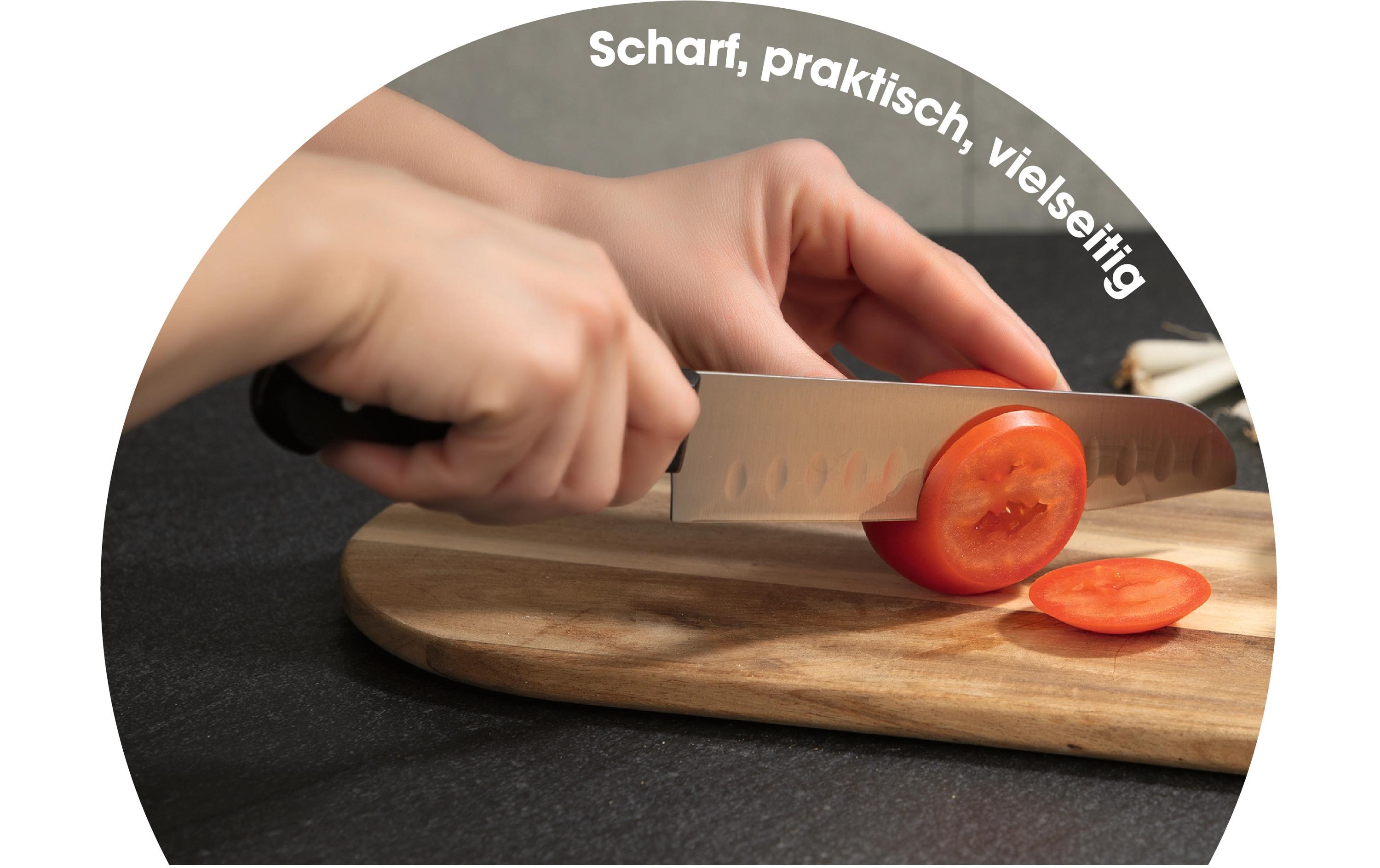 Messerblock-Set mit Messer Edelstahl, 6-Teilig, SchwarzSet aus Messerblock und fünf verschiedenen Messern
